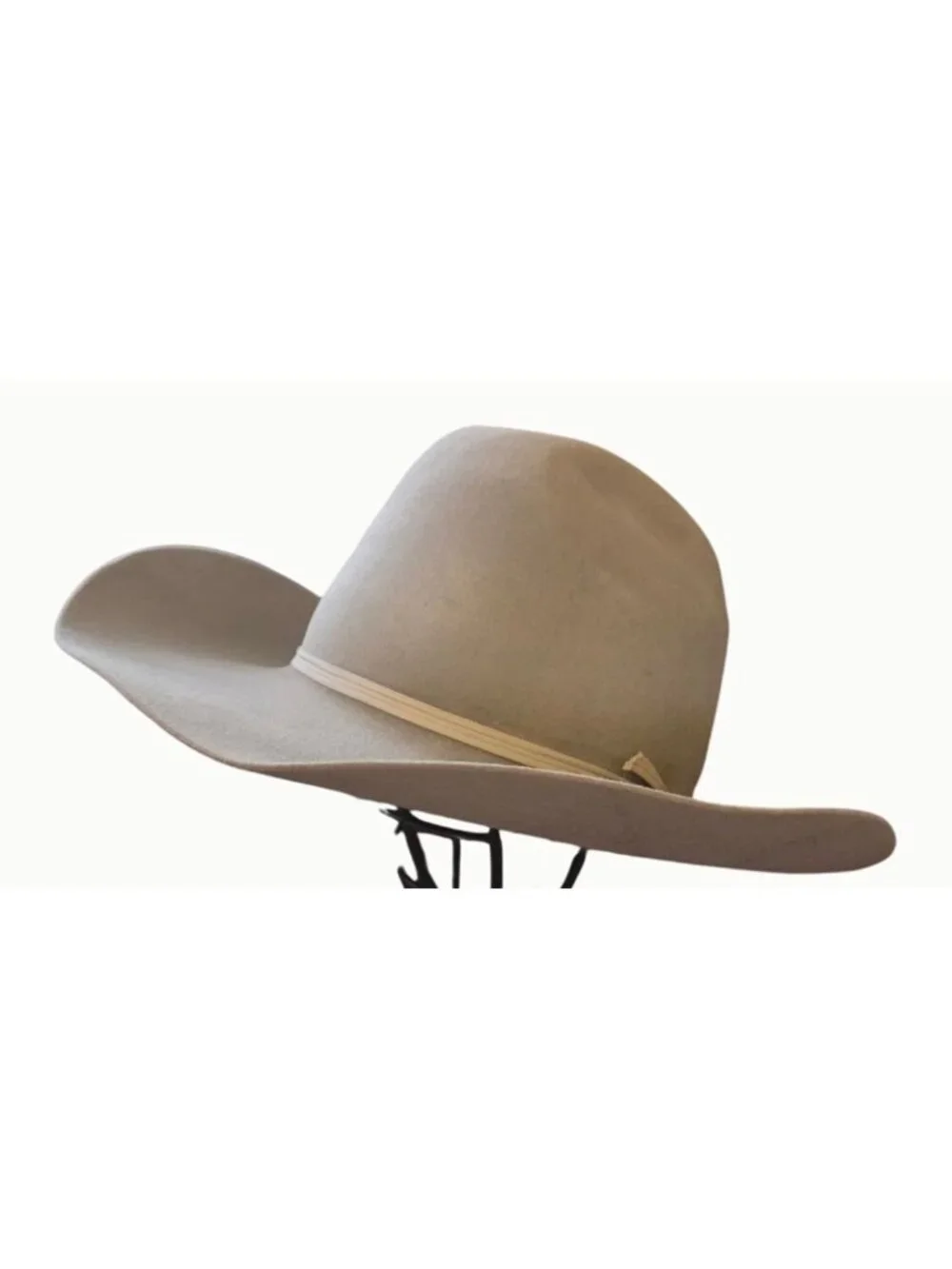 VINTAGE Larry Mahan 100X Pure Fur Felt Cowboy Hat - Silver Belly/Natural - Custo - Picture 3 of 8